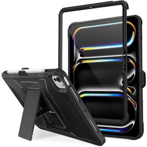 DTTO for iPad Pro 11-inch Case (M5/M4) 2025/2024, with Built-in Screen Protector and Kickstand, Protective Rugged Shockproof Cover, Black