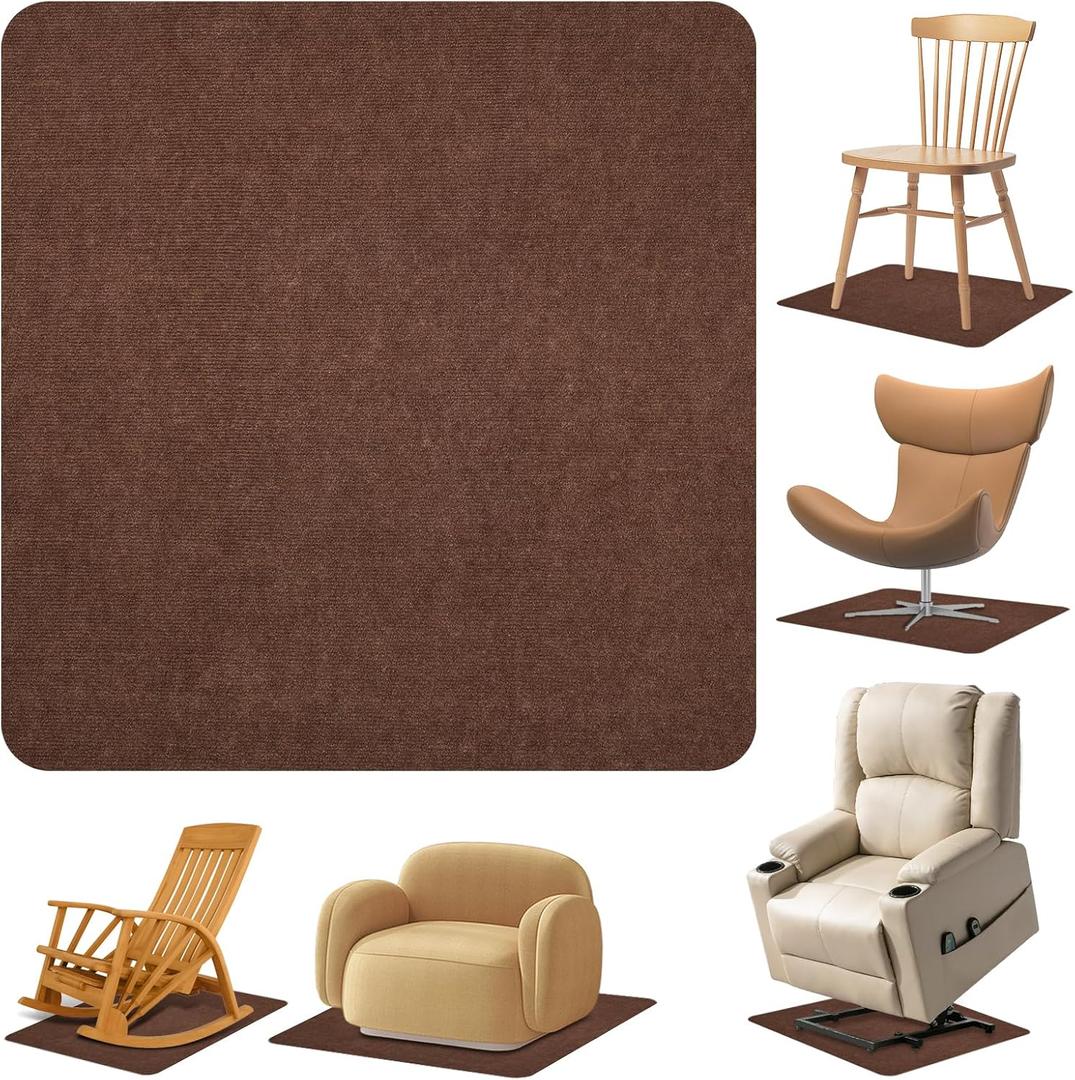 Recliner Pads for Hardwood Floors, Non Slip Recliner Grippers, Furniture Pads Floor Mats for Carpet, Anti Slide Office Chair Mat for Floor Protector, 35"x35" (1 Pack Brown