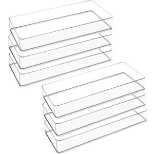 STORi Remix 6 Piece Drawer Organizer Set, Clear, Makeup & Vanity Storage Bins & Office Desk Drawer Dividers