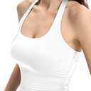 Halter Tank Tops for Women Double Lined Backless Going Out Tops Trendy Y2K Summer Shirt (White)