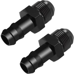 8AN Male Flare to 1/2" Hose Barb Straight Adapter Fuel Hose Fittings AN8-1/2" Aluminum Black 2PCS