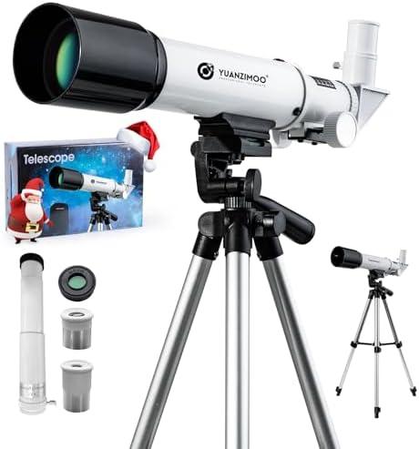 YUANZIMOO Telescope for Kids 50mm Aperture 360mm AZ Astronomical Portable Telescope for Adults Beginners with Upgraded Tripod White