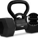 Yes4All Kettlebells Grip, Dumbbell Grip Handle, Convert Dumbbells into Kettlebell for Home Gym, Kettlebell for Weights Plate (A. Full Black Upgraded)
