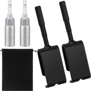 5 Pcs Ice Peg Adapter Set Include 2 Ice Anchor Drill Adapter 2 Rotating Sleeves 1 Storage Bag Metal Easy Installation for Fishing Shelters Accessories (Sliver)