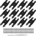 12 Pack H-Shape Cabinet Hinges, 3.5 Inch Length Hammercraft Flat Flush Mount Door Hinges for Kitchen Cupboard Wardrobe (Black)