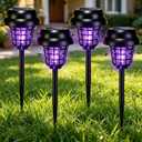 4 Pack Solar Bug Zapper Outdoor Waterproof Mosquito Repellent Outdoor Patio Mosquito Trap & Killer for Moths, Gnats, Flies, Small Flying Insect, Solar Powered Fly Zapper for Garden, Patio, Backyard