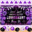Black & Purple Coworker Leaving Party Decorations - Going Away & Farewell Party Banner - Good Luck Finding Better Coworkers Than Us - Office Leaving Party Backdrop