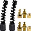 2 Sets 3/8" Air Hose Repair Kit丨Swivel Barb to 1/4" FNPT Female Thread Fitting with Fixed Nut丨Bend Restrictor & Quick Connect Plug丨Heavy Duty Brass Air Hose End Repair Fittings (3/8 Hose - 1/4 NPT)