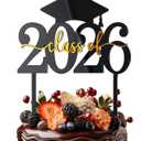Chengu 2026 Acrylic Graduation Cake Topper Class of 2026 Congrats Grad Party Decorations Gold Celebration Cake Topper for Congrats Grad High School College Graduate Party Supplies(Black,Gold)