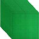 Lekebaby 12 Pack Classic Baseplates 10" x 10", Building Base Plates for Building Bricks, 100% Compatible with Major Brands and Activity Table-Baseplate, Sturdy & Safe, Age 3 and up Kids, Green