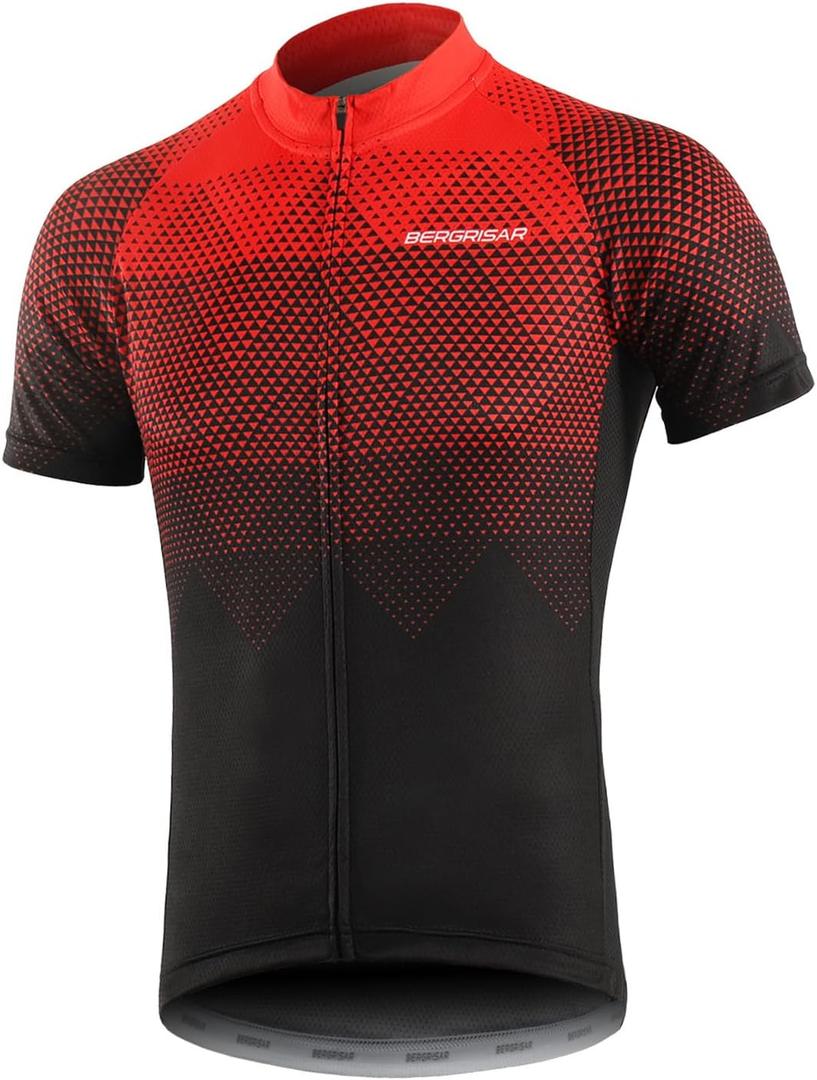 BERGRISAR Men's Cycling Jerseys Short Sleeves Bike Shirt (Medium, 8006red)