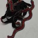 Riceshoot 10 Pcs 18'' Large Red Snake Sequin Applique Glue on Snake Shaped Ribbon Rhinestones Trim Red Sequin Applique Clothing Patches Glitter Patch for Bags Clothes DIY Clothing Accessories