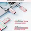 MFi Certified 256GB Flash Drive for iPhone, 3 in 1 Type-C USB Memory Stick Thumb Drive for Photos Videos, High Speed External Memory Storage Photo Stick for iPhone iPad Android PC (Rose Pink)