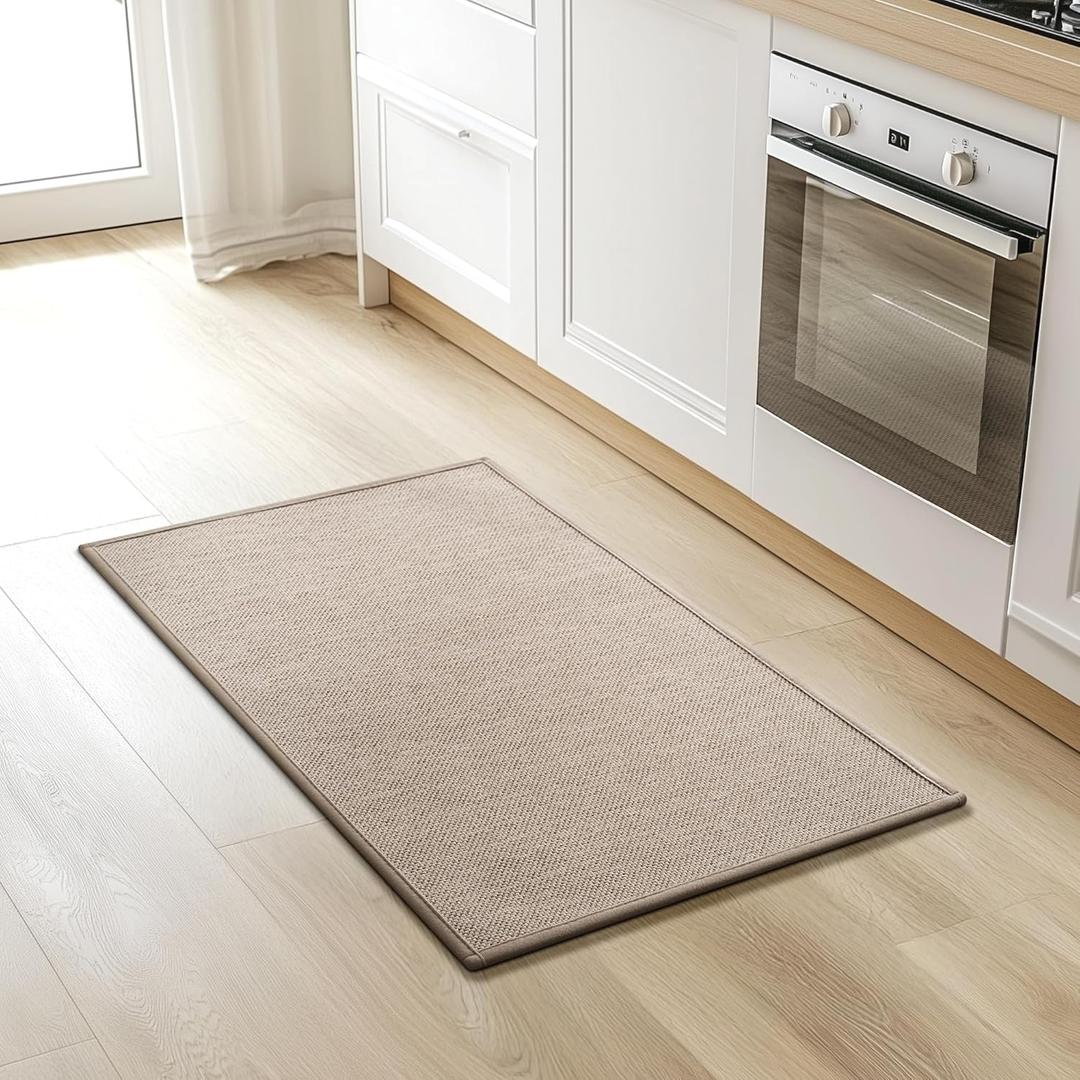 GRANNY SAYS Kitchen Mats for Floor, Kitchen Rugs Non Slip Washable, Absorbent Runner Rugs for Kitchen Sink, Rugs for Floor, Carpet Runner, 17  30 Washable Rug, Beige Rug for Kitchen Decor (1'5" x 2'6", Khaki)