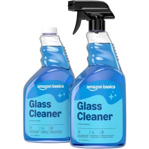 Amazon Basics Glass Cleaner, Streak-Free Shine, 32 Fl Oz, Pack of 2 with 1 Sprayer
