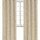 BGment Room Darkening Curtains 84 Inches Long, Grommet Thermal Insulated Blackout Curtains with Wave Line and Dots Printed for Bedroom, 2 Panels, Each 52 x 84 Inch, Beige