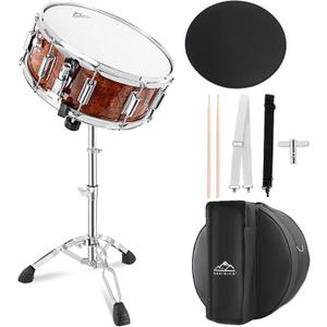 EASTROCK Snare Drum Set 14X5.5 Inches for Student Beginners with Gig Bag, Drumsticks, Stand, Drum Keys, Coated Material Drum Head, Tiger-stripe