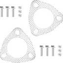 2PCS Exhaust Flange Gasket with 6PCS Exhaust Bolts and 6PCS Nut Kit,Graphite Composite Exhaust Gasket for Exhaust Flange Repair,Universal Car Accessories for Car SUV Truck (2.5 inch)