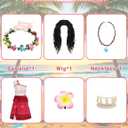 Girls Halloween Costume Set for Ocean Princess Costume Kids Cute Dress Birthday Outfits Gift Hawaii Theme Party (110 (3-4 Years))