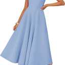 ZESICA Women's Spring Sleeveless Cocktail Dresses 2026 Summer Crewneck Flowy Wedding Guest Party A Line Midi Dress Blue Medium