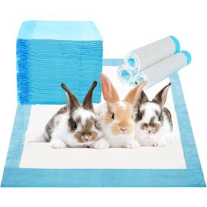 PINVNBY 100 Pieces Disposable Pee Pads for Rabbit,17.72"x12.99" Rabbits Toilet/Potty Training Pads Super Absorbent Puppy Cage Liners for Chinchillas Guinea Pigs Hamsters Cats Small Animals