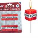 Boom Birthday Candles - 6-Pack | Gamer Themed Cake Toppers | Odorless, Reusable, Protective Base | Perfect for Gamer Birthday Parties & Kids Celebrations