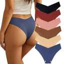 Beafulrab Women Seamless Underwear Soft No Show Bikini Invisibles Hipster V Cut Panties Pack of 6, 3M