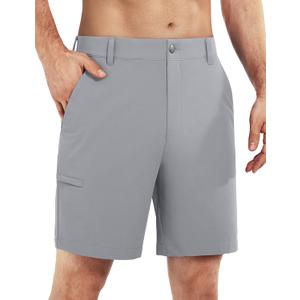 Shallowlulu Men's Golf Shorts 7"/ 10" Stretch Quick Dry Water Resistant Dress Casual Shorts with 6 Pockets Work Hiking Shorts(Silver Grey 36W/10L)