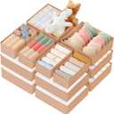 Criusia Drawer Organizer Clothes, 21 Pack Dresser Organizer for Baby Clothes, Underwear, Sock - Foldable Closet Organization and Storage Dividers Bins for Nursery, Bedroom (Brown)
