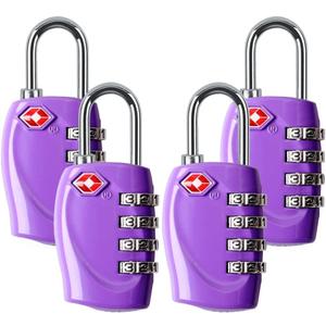 4 Dial Digit TSA Approved Travel Luggage Locks Combination for Suitcases (Purple-4 Pack)