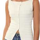 MakeMeChic Womens Vest Top Trendy Button Up Tank Tops Asymmetrical Y2k Going Out Top (White, XS)