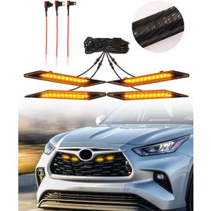 LED Amber Grill Lights for Toyota Highlander 2024 2023 2022 2021 2020 Grille Lights Highlander Accessories,4pcs (yellow)