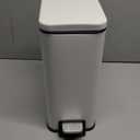 Slim Bathroom Trash Can with Lid Soft Close, 1.6 Gallon Stainless Steel Garbage Can with Removable Inner Bucket, Durable Step Pedal, Small Trash Bins for Toilet, Bedroom, Kitchen, Office (White)