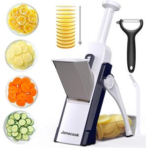 Safe Mandoline Slicer for Kitchen, Adjustable Thickness 0.1-8 mm, Professional Vegetable Slicer, Potato Slicer, Food Chopper French Fry Cutte, Mandolin, Chopping Artifact (just Slice, Deep Blue)