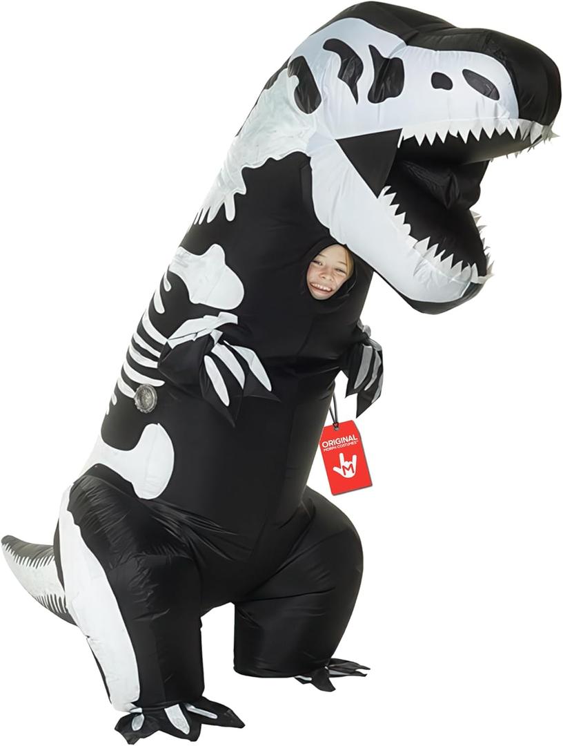 Morph Skeleton Inflatable Dinosaur Costume Kids, Blow Up Dinosaur Outfit for Boys, Boys Halloween Costume, Halloween Costumes for Kids, One Size