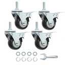 Finnhomy Stem Caster Wheels 2 Inch Heavy Duty Threaded Swivel Casters 5/16" -18 x 1 with Brake Set of 4 Premium Polyurethane Wheels PU Load Bearing 800 Lbs Anti-wear Smooth Casters, Black