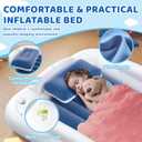 Inflatable Toddler Travel Bed - 60 Inches Portable Toddler Bed for Travel with Safety Sides - Cozy Kids Air Mattress Set with Built-in Electric Pump & Carry Case- Easy to Inflate - Sea Blue