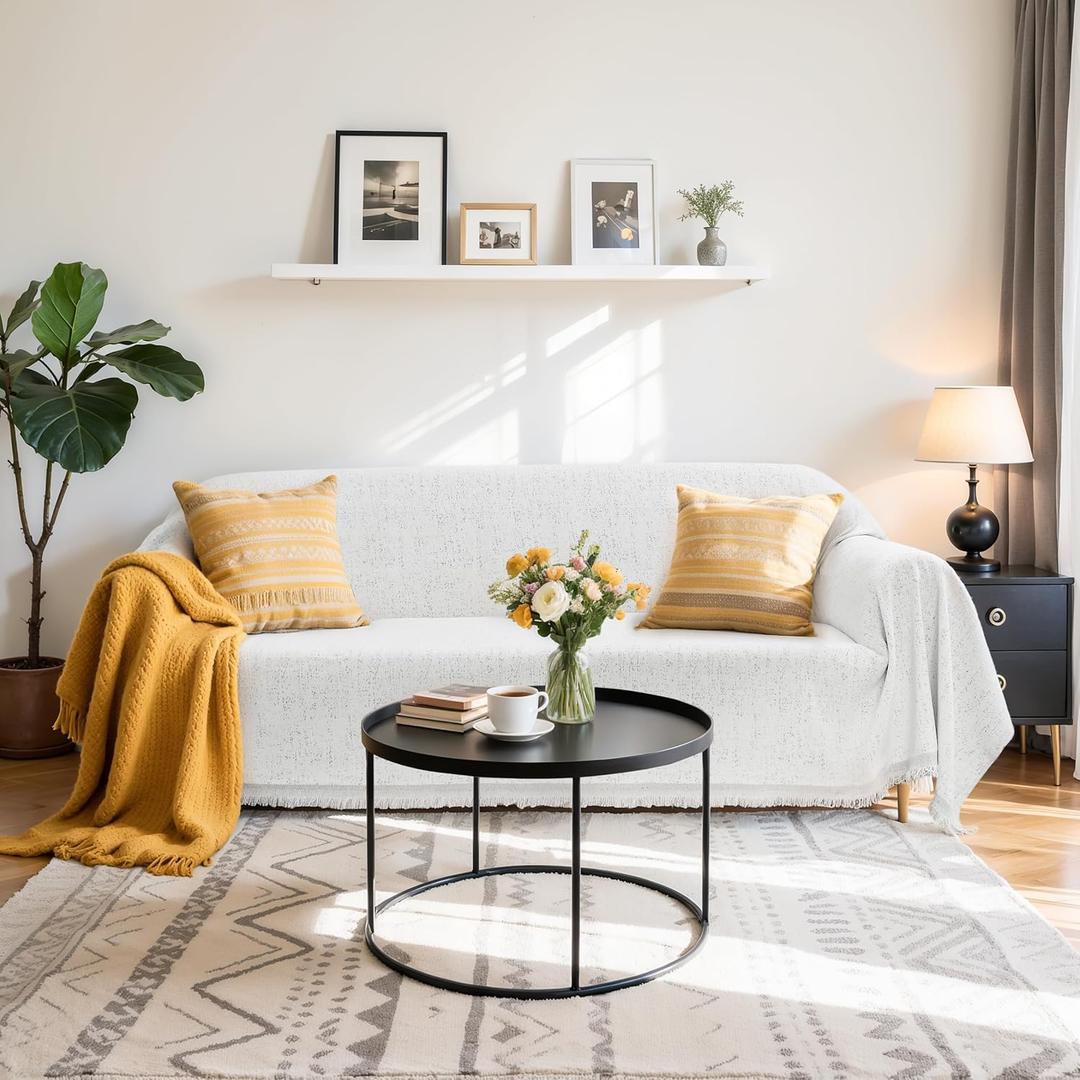 Hokway Chenille Couch Covers Washable for Dogs, Non-Slip Pet Sofa Cover Furniture Protector, Reversible Sofa Slipcovers with Tassels(Light Grey,71x150inch)