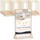 EHWINE 24 Pack Acrylic Sign Holder 4 x 6, Double Sided Gold Picture Frame Stand up Table Top Sign Holders, Clear Display Stand Menu Flyer Holder for Wedding Party
