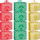 YALTOON 12 Pack Extra Large Christmas Gift Bags, Heavy Duty Reusable Tote Bags with Handles, Non-Woven Large Christmas Bags for Gifts, Holiday Shopping, Xmas Party Favors, 12pcs XL 16.9"x12.6"x7.1"