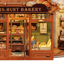 CUTEBEE Book Nook Kit - DIY Miniature House Dollhouse Kit for Adults and Teens, Booknook Tiny House Bookshelf Decor 3D Wooden Puzzle, Gifts for Family, Friends (Mrs.Hunt Bakery)