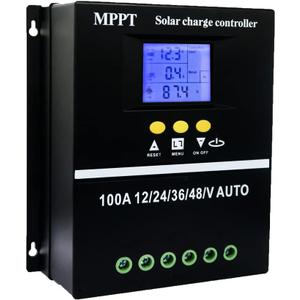 100A MPPT Solar Charge Controller 12V 24V 36V 48V LCD Display Battery Intelligent Regulator Max 100V Input Dual USB for Lead-Acid/Lithium