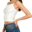 Sequin Cami Top Square Neck Sparkly Tank Top Sleeveless Party Camisole Shirts (White, S)