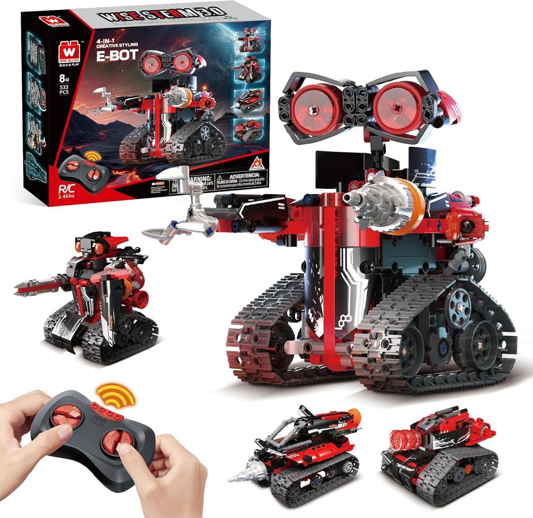 W WISE BLOCK Robot Building Kit, STEM Robotics for Kids Ages 8-12, 533 Pcs Robot Kits Erector Set Rc Toy for Kids Age 8+, DIY Build Science Educational Gift for Age 8 9 10 11 12+ Boys & Girls