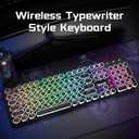 Redragon Wireless Typewriter Style Mechanical Gaming Keyboard, Bluetooth/2.4Ghz/Wired, RGB Backlit, Rechargeable, Blue Switch - Clicky, Metal Panel, Round Keycaps, Black