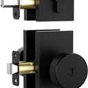 Matte Black Door Knobs with Deadbolt Set, Black Front Door Lock Set Exterior Entry Door Knob Door Handles with Key, Keyed-Alike