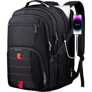 ANTERK Extra Large Travel Laptop Backpack, 17.3 Inch Carry on Backpack for Men Women with USB Port, 50L Anti Theft Water Resistant College Bussiness TSA Airline Approved Work Computer Backpack, Black