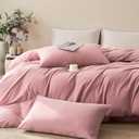 JELLYMONI Duvet Cover Queen Size - 100% Washed Cotton Comforter Cover with Linen-Like Texture, Breathable & Soft Bedding for Modern Home, Guest Room and Everyday Use,1 Duvet Cover & 2 Pillowcases