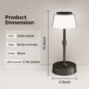 LED Cordless Lamp, 5 Colors Stepless Dimming Table Lamp, Built-in 4400mAh Rechargeable Battery with USB Charging Port, Portable Touch Bedside Light for Patio, Restaurant, Dining(2, Black)