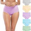 Molasus Women's Cotton Underwear High Waisted Full Coverage Ladies Panties, Medium